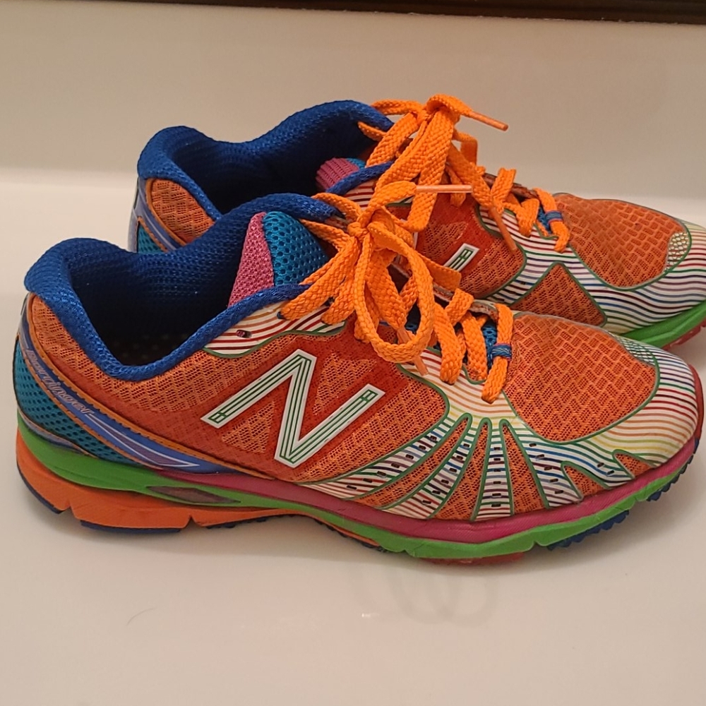 Brightly colored New Balance sneakers